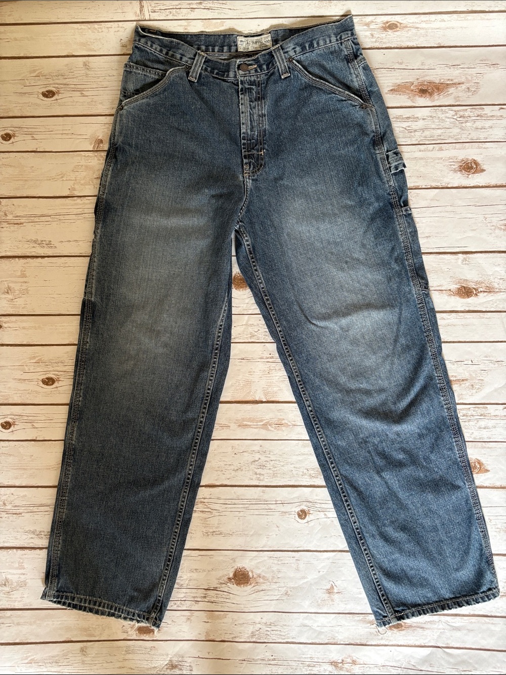 American Eagle Outfitters Carpenter Relaxed Fit Dark Blue Denim Jeans W34 L32